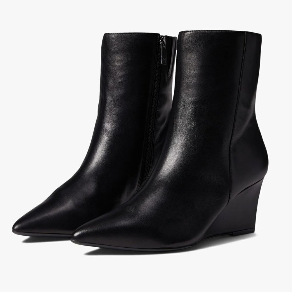 Naturalizer Dario Pointed Toe Bootie in Black Leather (WIDE)